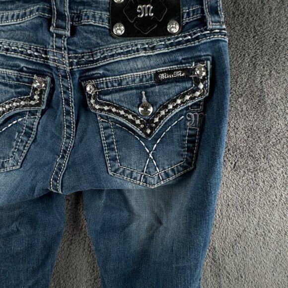 Miss Me Signature Rise Boot Cut Blue Denim Jeans Back Flap Pockets Women 26 - Picture 15 of 16